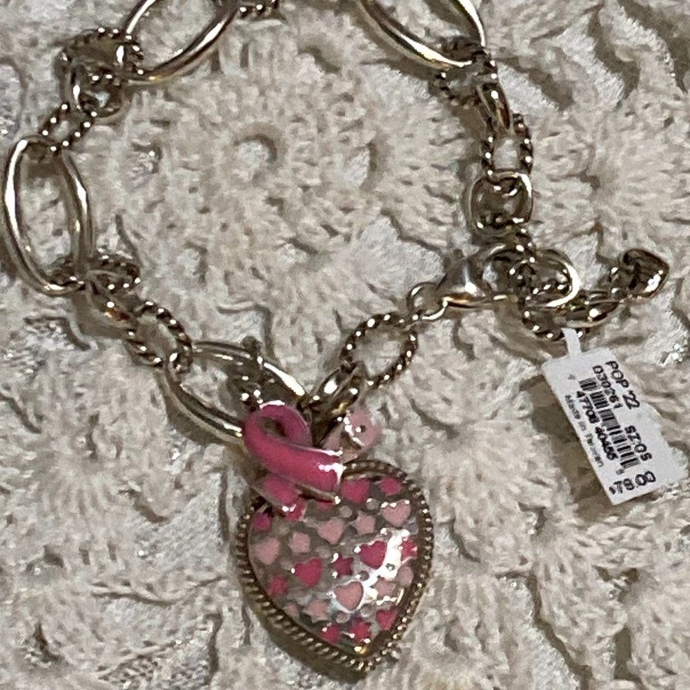 Brighton Breast Cancer Awareness Heart Charm Bracelet. NWT